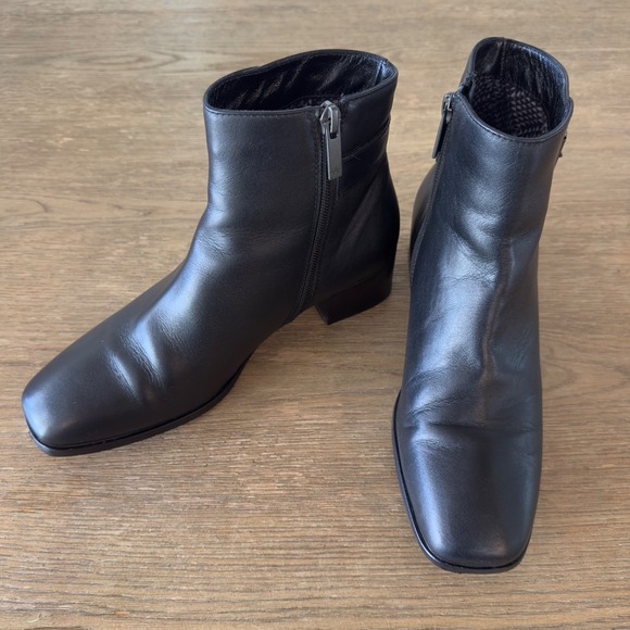 Aquatalia Short Ankle Boot-Black Genuine Leather-Made In Italy-Women's‎ Size 8.5 - Picture 14 of 14